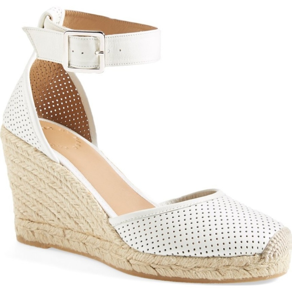 MARC JACOBS New Pump Designer Wedge Perforated Leather Ankle Strap Espadrille